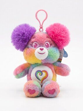 Care Bears 2026 Tie-Dye Rainbow Mini Clip Plush Keychain — New w/ Tag